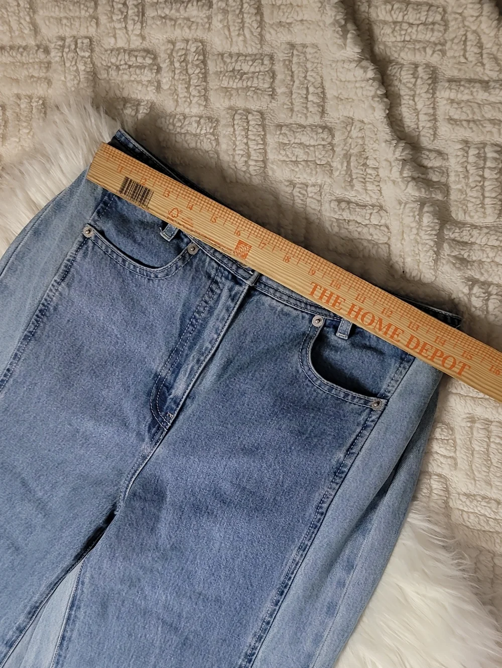 NWT Two-Toned Wide Leg Denim in Medium Blue Something Navy